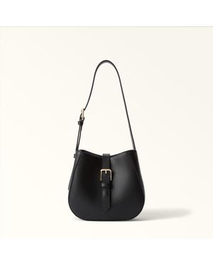 Furla Dora Bucket Bag Nero Sidney Calf Leather - Black