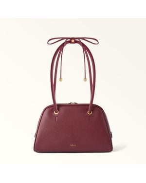 Furla Poppy Dome Apple Diamond Grained Leather + Sidney Calf Leather - Red