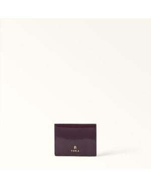 Furla Camelia Compact Wallet Winter Bloom Varnished Ares Textured Leather - Purple