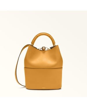 Furla Sfera Bucket Bag Senape Napoli Double Calf Leather - Metallic