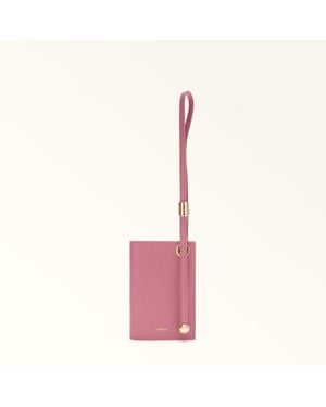 Furla Laura Card Case Blush Textured Leather - Pink
