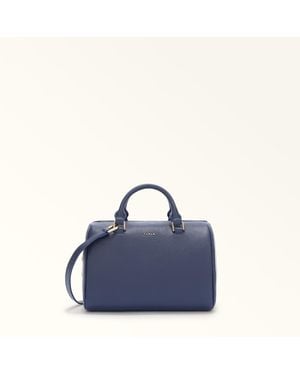 Furla Mialissa Boston Bag Blu Reale Grained Calf Leather - Blue