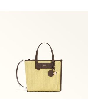 Furla Divide It Tote Toni Freesia Tuscany Woven Colourblock + Soft Calf Leather - Metallic