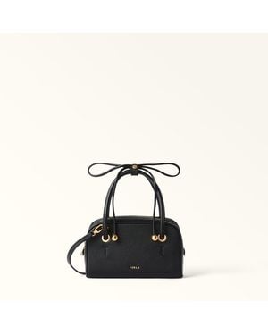 Furla Poppy Dome Nero Diamond Grained Leather + Sidney Calf Leather - Black
