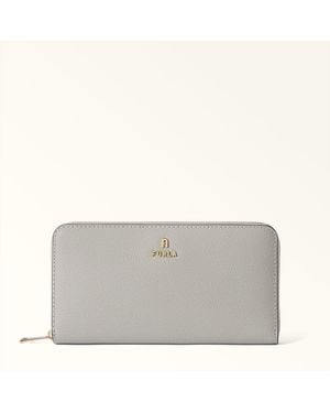 Furla Camelia Zip Around Stone+Cremino Int. Textured Leather - Grey