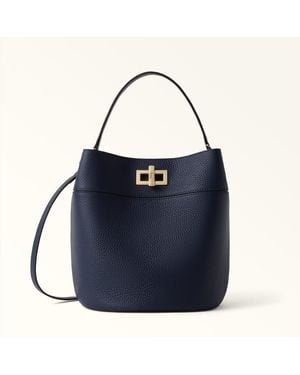 Furla Amelia Bucket Bag Ink Grained Calf Leather - Blue