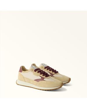 Furla Retro' Sneakers Butter Suede + Mesh Fabric + Calf Leather - Natural