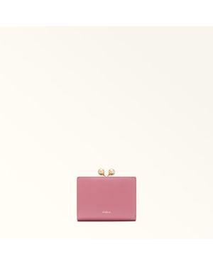 Furla Dots Compact Wallet Blush Sidney Calf Leather - Pink