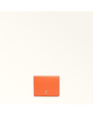 Furla Camelia Compact Wallet Paprika Textured Leather - Orange