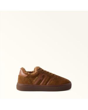 Furla Allegra Sneakers Cognac H Suede Leather + Calf Leather + Winter Lining - Brown