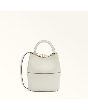 Furla Sfera Bucket Bag Panna Napoli Double Calf Leather - White