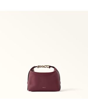 Furla Tonie Shoulder Bag Xl Apple Ares Soft Textured Leather - Purple