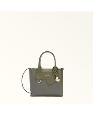 Furla Divide It Tote Mini Avocado Canvas Fabric + Soft Calf Leather - Green