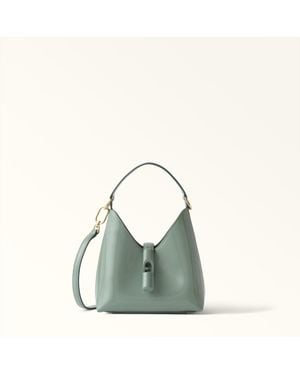 Furla Iride Mini Bag Winter Sky Varnished Ares Textured Leather - Green