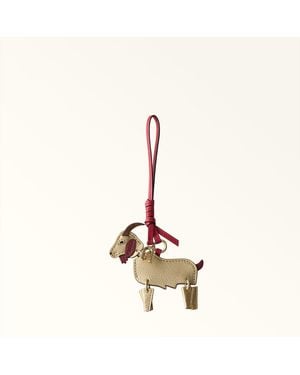 Furla Allegra Charm Toni Printed Textured Leather With Metal Finish + Textured Leather - Pink