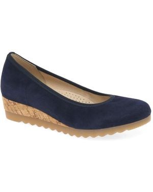 Gabor Epworth Low Wedge Heeled Shoes - Blue