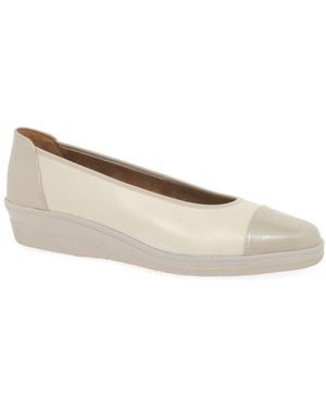 Gabor Petunia Accent Low Heeled Court Shoes - Natural