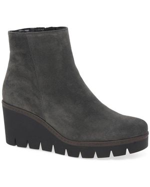 Gabor Utopia Wedge Heel Ankle Boots Size - Grey