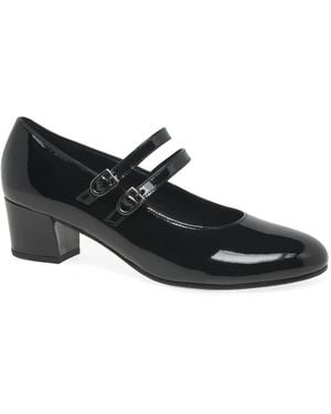 Gabor Belva Mary Jane Court Shoes Nappa Patent - Black