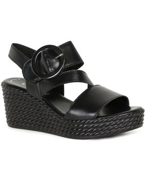 Gabor Drama Wedge Heel Sandals - Black