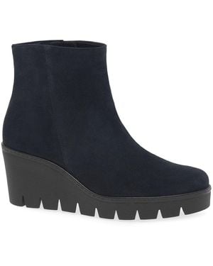 Gabor Utopia Wedge Heel Ankle Boots - Blue