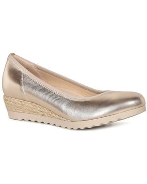 Gabor Epworth Low Wedge Heeled Shoes - Natural