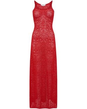 Gabriela Hearst Meridian Lace Knit Maxi Dress - Red