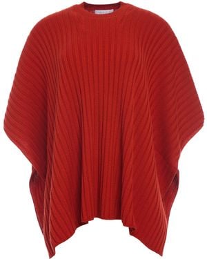 Gabriela Hearst Baron Knit Cropped Poncho - Red