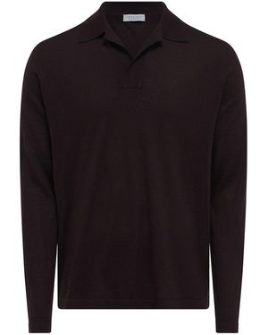 Gabriela Hearst Frome Knit Long Sleeve Polo - Black