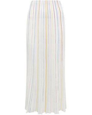 Gabriela Hearst Celeano Pinstripe Knit Midi Skirt - White
