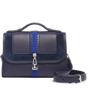 Gabriela Hearst Small Leonora Flap Embroidered Bag - Blue