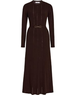 Gabriela Hearst Imagene Pointelle Knit Midi Dress - Brown