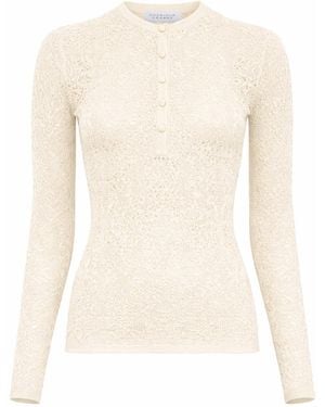 Gabriela Hearst Gaviran Lace Knit Henley - White