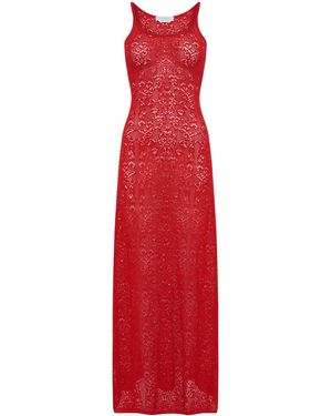 Gabriela Hearst Meridian Lace Knit Maxi Dress - Red