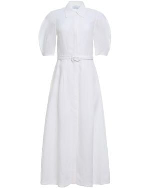 Gabriela Hearst Maude Pleated Midi Shirtdress - White