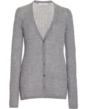 Gabriela Hearst Emma Pointelle Knit Cardigan - Grey