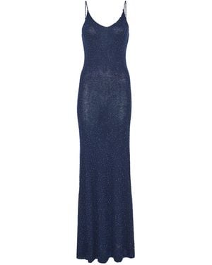 Gabriela Hearst Florian Knit Maxi Slip Dress - Blue