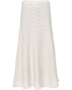 Gabriela Hearst Kanta Fringe Knit Midi Skirt - White
