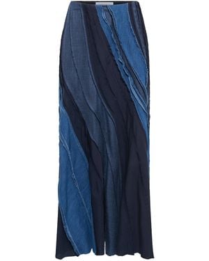 Gabriela Hearst Elora Patchwork Midi Skirt - Blue