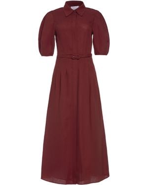 Gabriela Hearst Maude Pleated Midi Shirtdress - Red