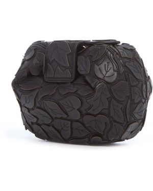 Gabriela Hearst Soft Demi Embroidered Leaves Clutch - Black