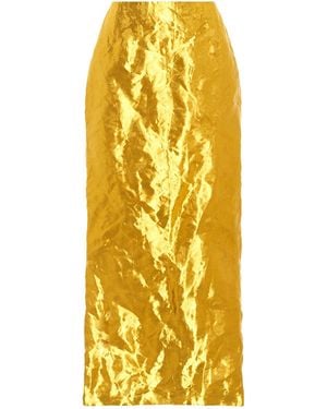Gabriela Hearst Manuela Foiled Silk Midi Skirt - Yellow
