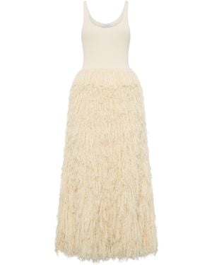 Gabriela Hearst Elianor Fringed Silk-Cashmere Maxi Dress - Natural