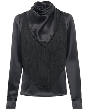 Gabriela Hearst Anderson Fringe Scarf Top - Black