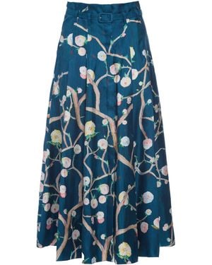 Gabriela Hearst Dugald Pleated Midi Skirt - Blue