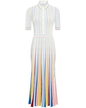 Gabriela Hearst Calypso Pinstripe Knit Midi Dress - White