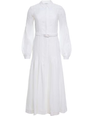 Gabriela Hearst Aleka Pleated Midi Shirtdress - White