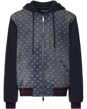 DSquared² Cardigan Con Zip D2 Monogram - Blu