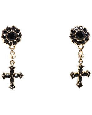Dolce & Gabbana Orecchini A Clip Con Croci E Strass - Multicolore