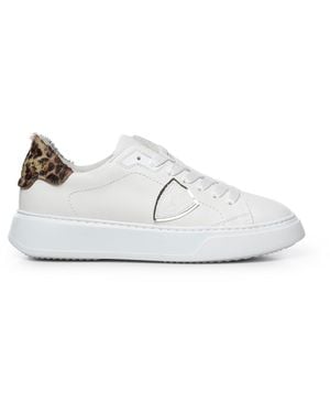 Philippe Model Sneaker Bassa Temple Con Dettaglio Animalier - Bianco